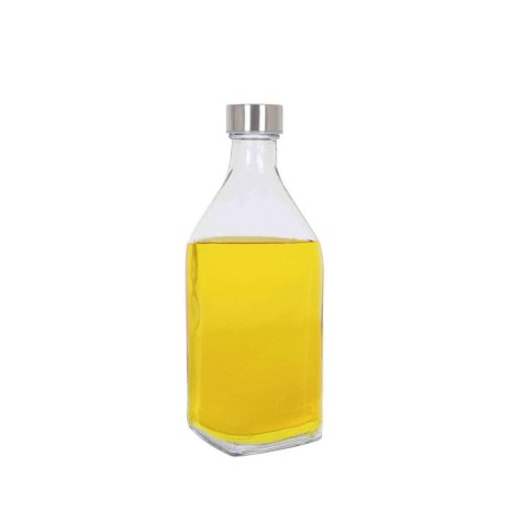 Garrafa Vidro Tampa Metal Quadrada 1000ml 9X26cm - Image product