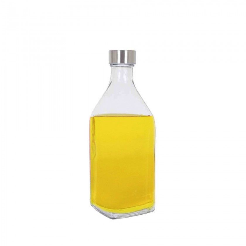 Garrafa Vidro Tampa Metal Quadrada 1000ml 9X26cm Garrafa Vidro Tampa Metal Quadrada 1000ml 9X26cm