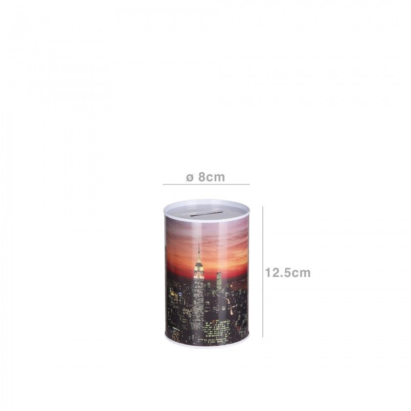 Mealheiro Lata Nova Iorque Redondo 8X12.5cm Mealheiro Lata Nova Iorque Redondo 8X12.5cm