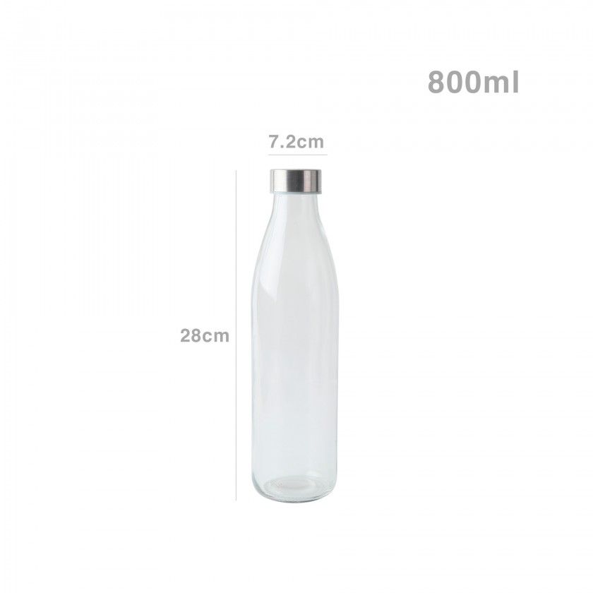 Garrafa Vidro Tampa Metal Redonda 800ml 7.2X28cm Garrafa Vidro Tampa Metal Redonda 800ml 7.2X28cm
