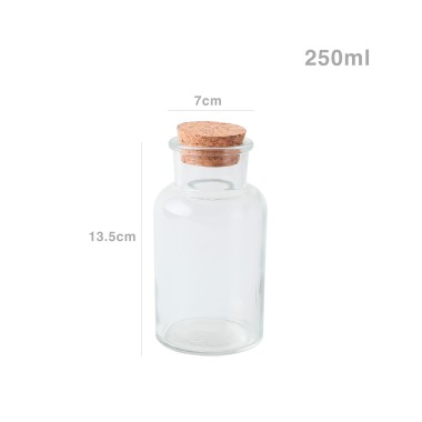 Garrafa Vidro Tampa Cortiça Redonda 250ml 7X13.5cm