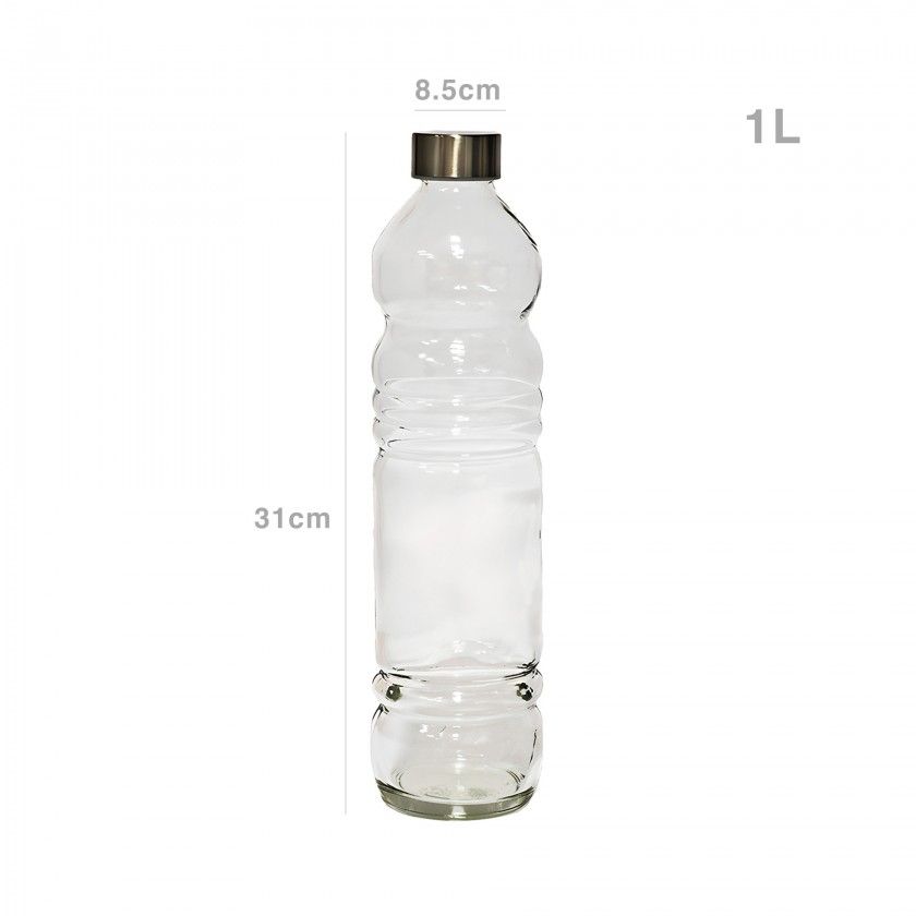 Garrafa Vidro Tampa Metal Redonda 1000ml 8.5X31cm Garrafa Vidro Tampa Metal Redonda 1000ml 8.5X31cm