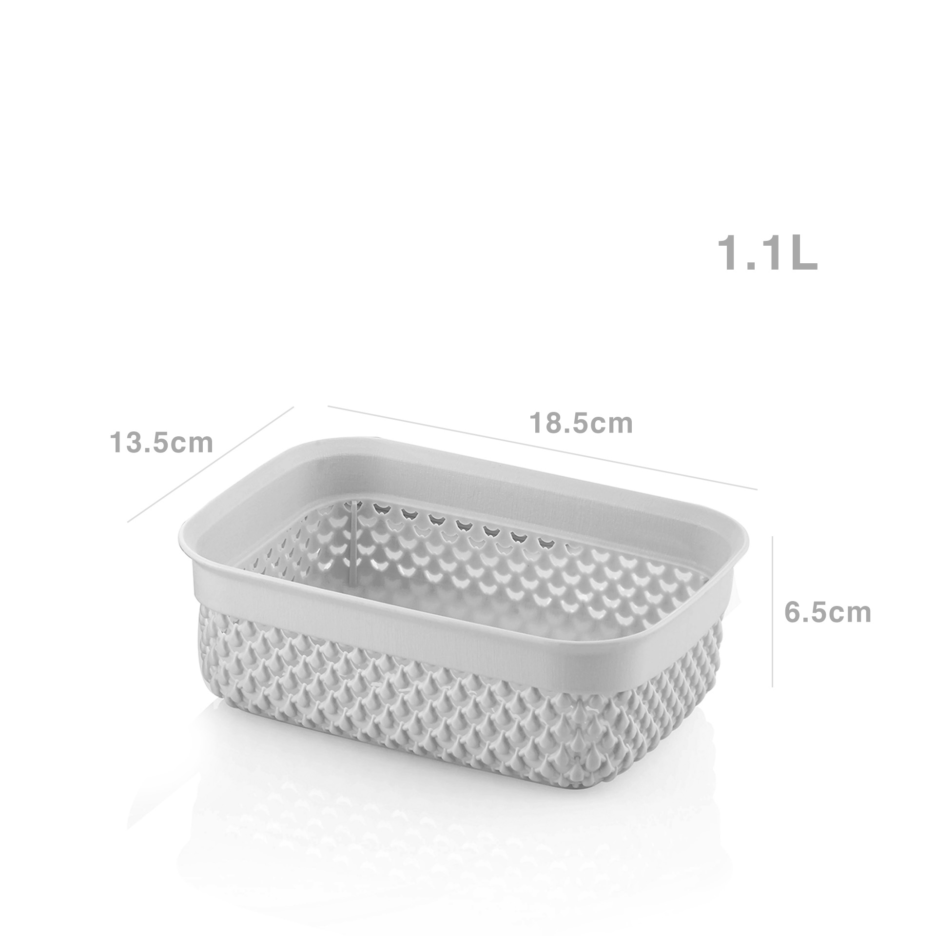 Cesto Multiusos Plástico 1100ml 18.5X13.5X6.5cm