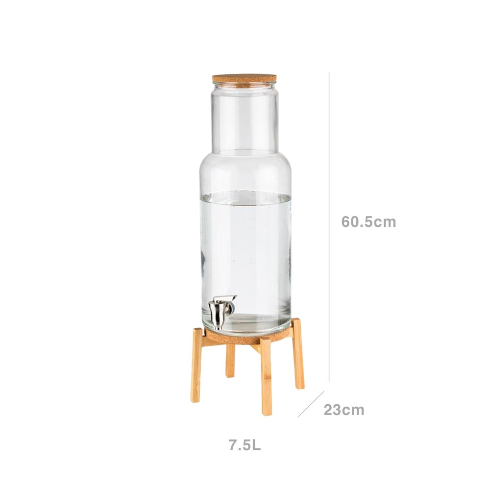 Dispensador Bebidas Vidro Nordic Wood 7500ml 23X23X60.5cm