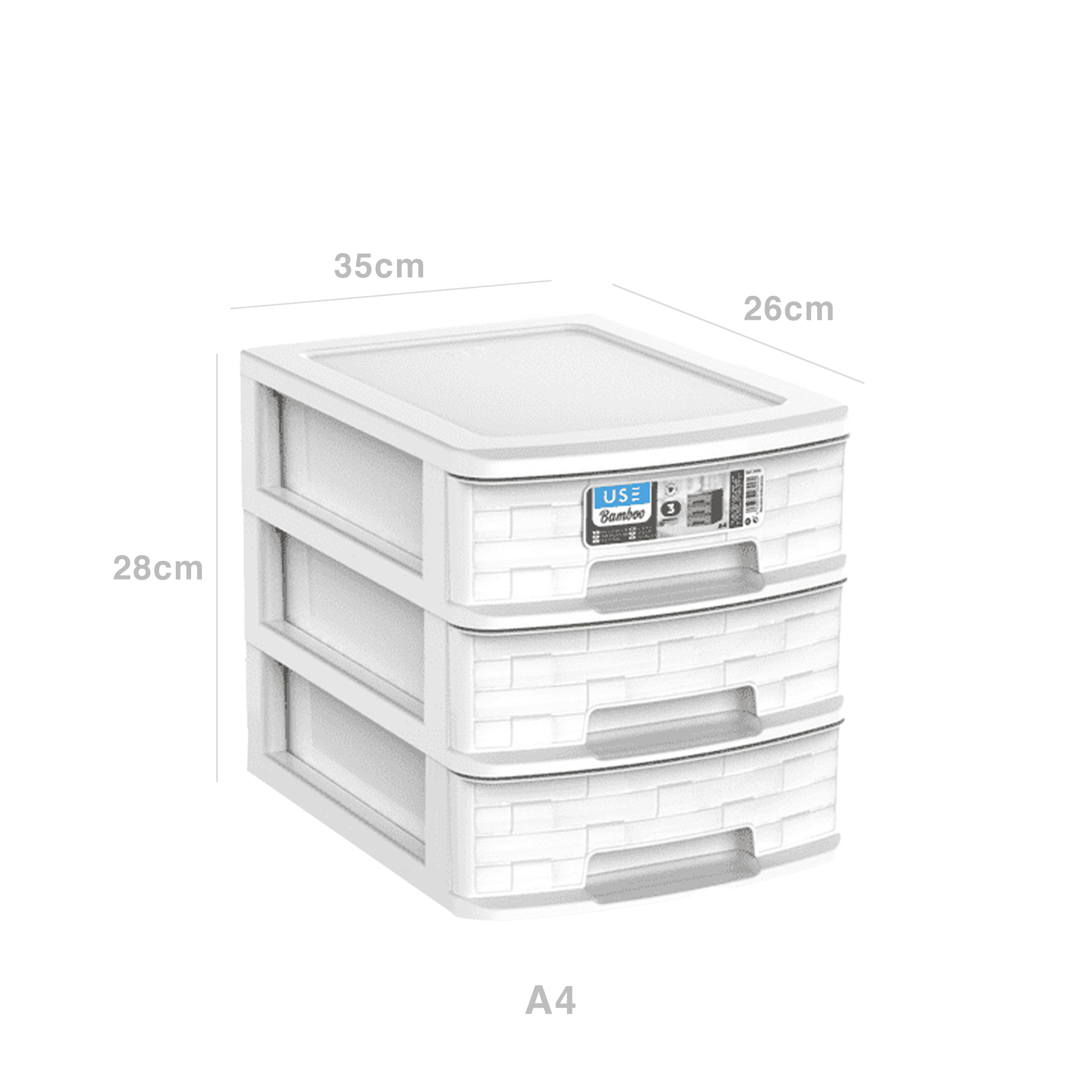 Caixa Organizadora Bamboo A4 3 Gavetas 35X26X28cm