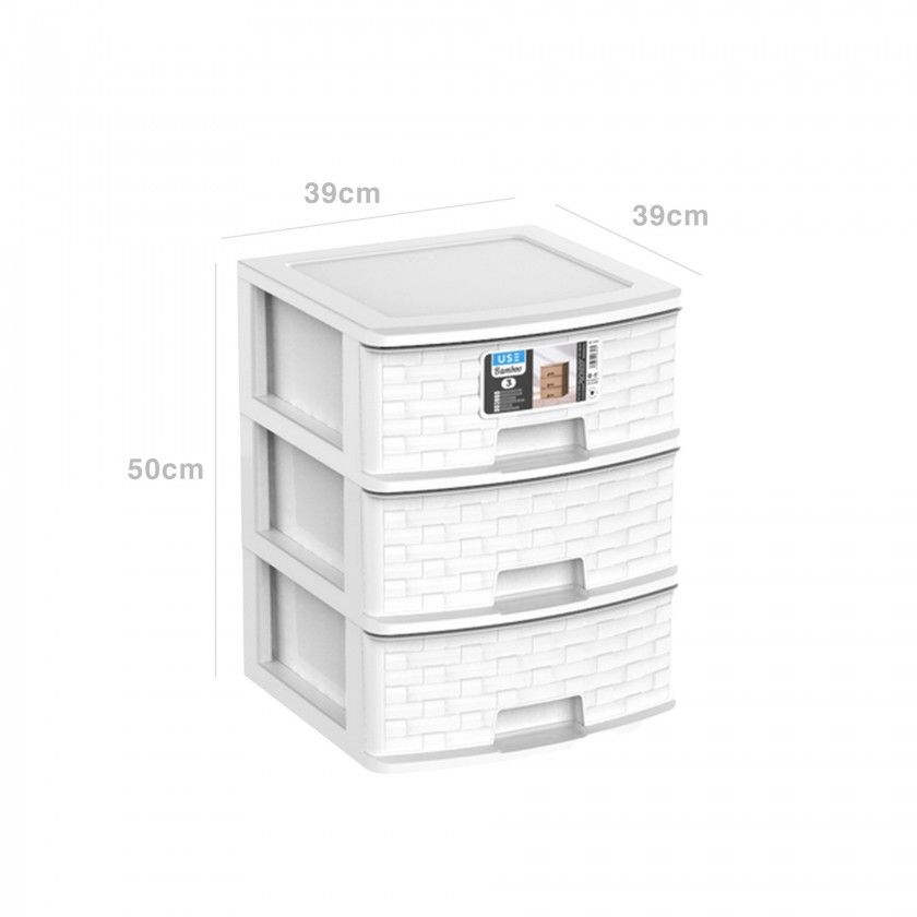 Caixa Organizadora Bamboo 3 Gavetas 39X39X50cm Caixa Organizadora Bamboo 3 Gavetas 39X39X50cm