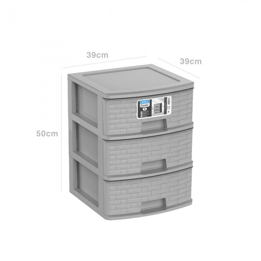 Caixa Organizadora Bamboo 3 Gavetas 39X39X50cm