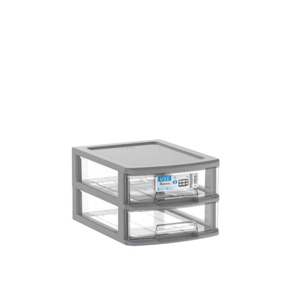 Caixa Organizadora Bianca A4 2 Gavetas Antracite 35X26X19cm