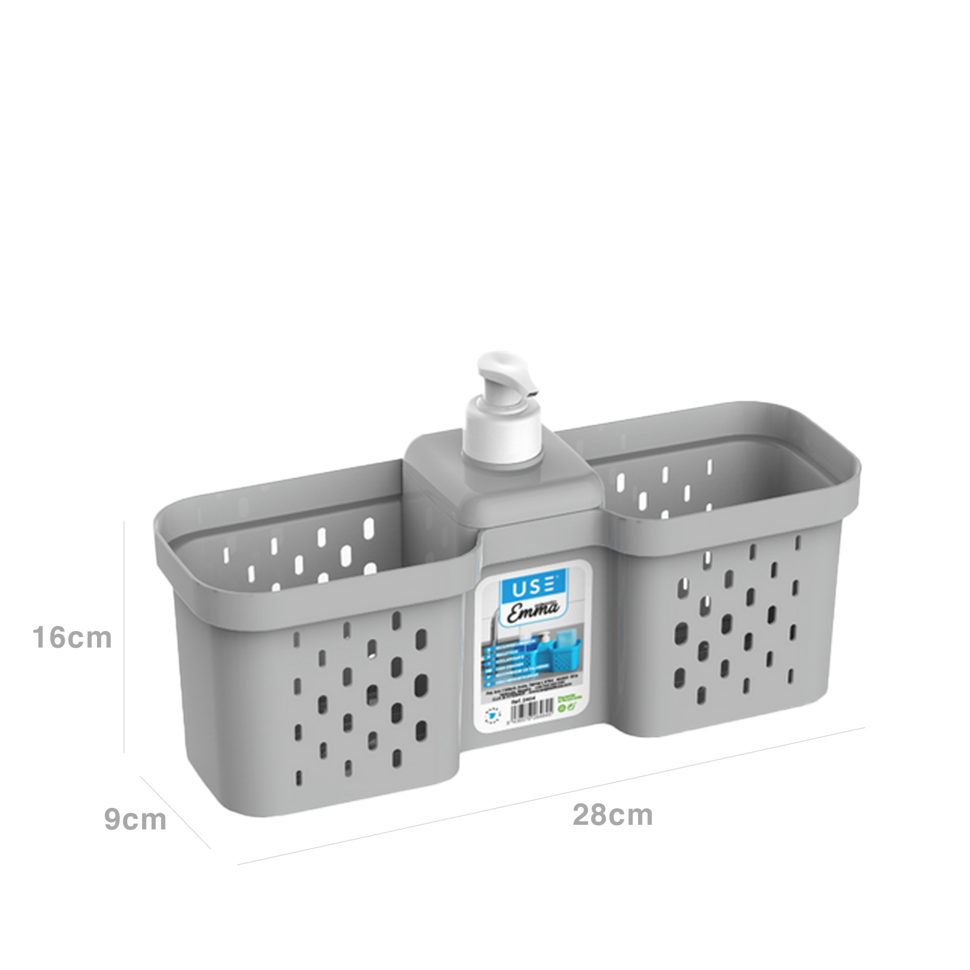 Suporte Esfregão Emma Duplo com Doseador Pastel 28X9X16cm