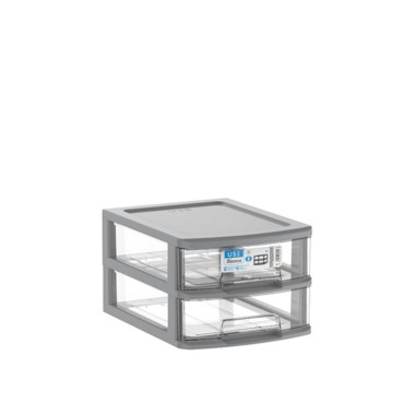 Caixa Organizadora Bianca A4 2 Gavetas Antracite 35X26X19cm