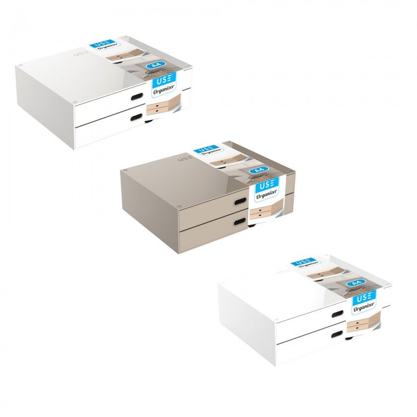 Caixa Organizadora 2 Gavetas Elegant A4 Caixa Organizadora 2 Gavetas Elegant A4