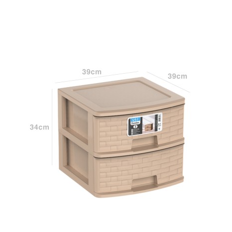 Caixa Organizadora Bamboo 2 Gavetas 39X39X34cm - Image product