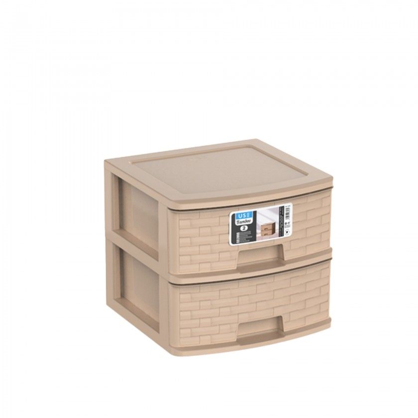 Caixa Organizadora Bamboo 2 Gavetas 39X39X34cm