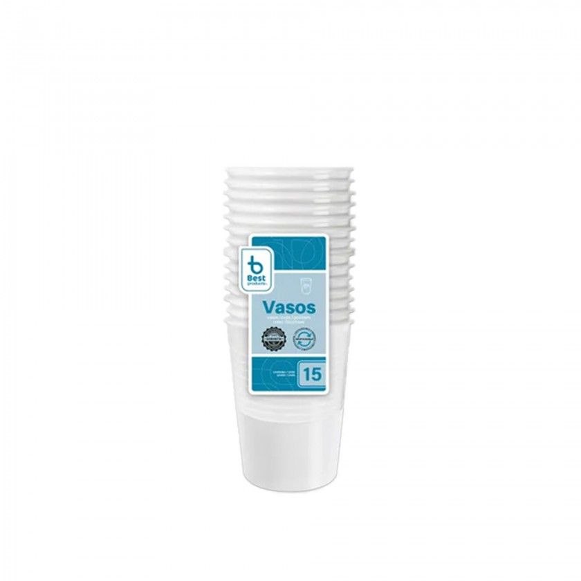 Copo Pl�stico Reutiliz�vel Branco 200ml Pack 15