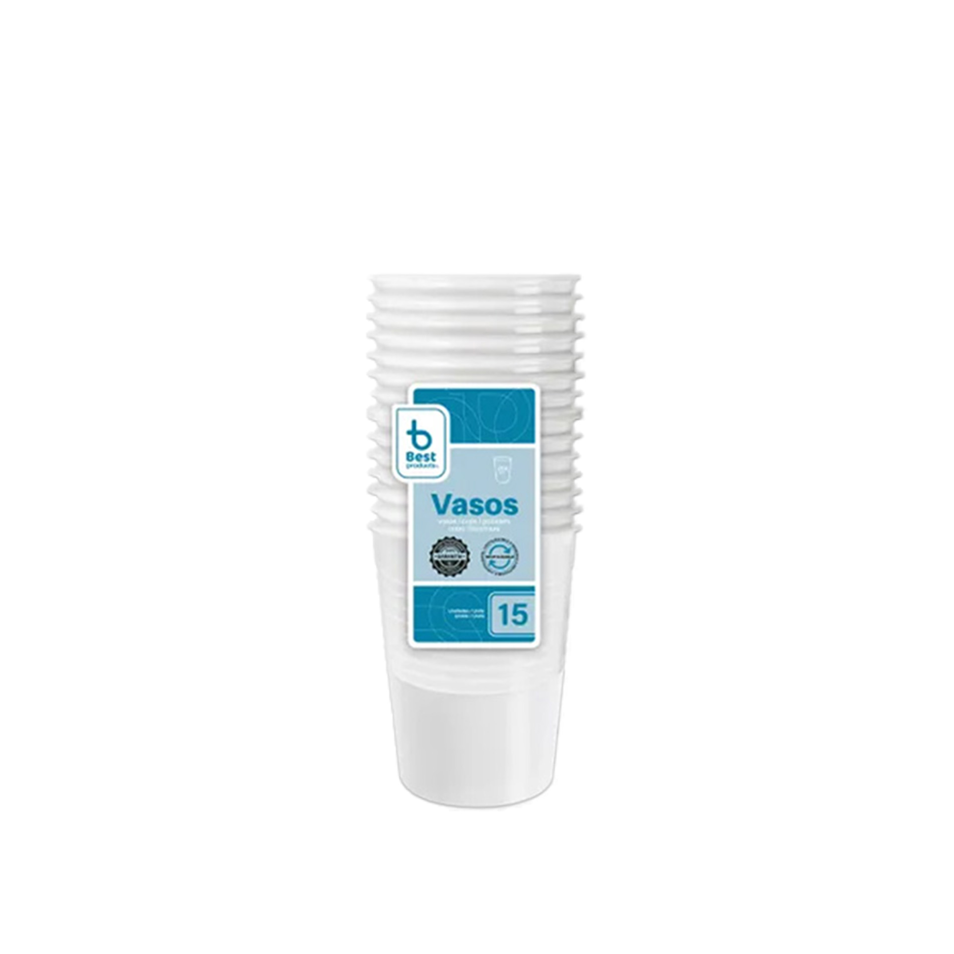 Copo Plástico Reutilizável Branco 200ml Pack 15