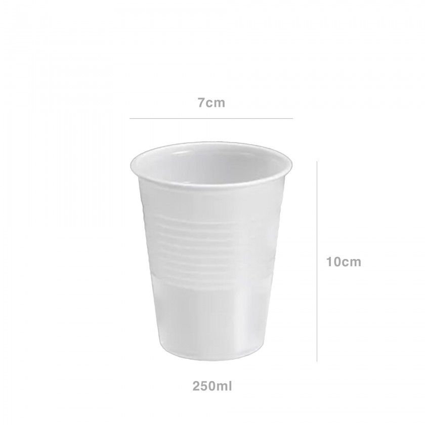 Copo Pl�stico Reutiliz�vel Branco 250ml Pack 50