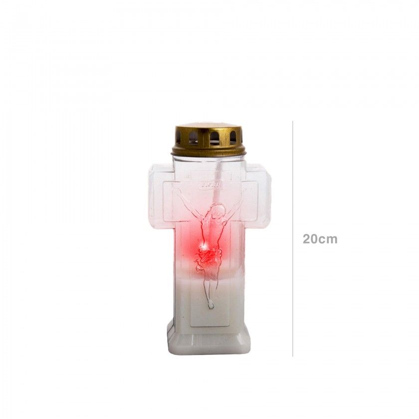 Círio Elétrico Cruz Branco 300 Dias 20cm Círio Elétrico Cruz Branco 300 Dias 20cm