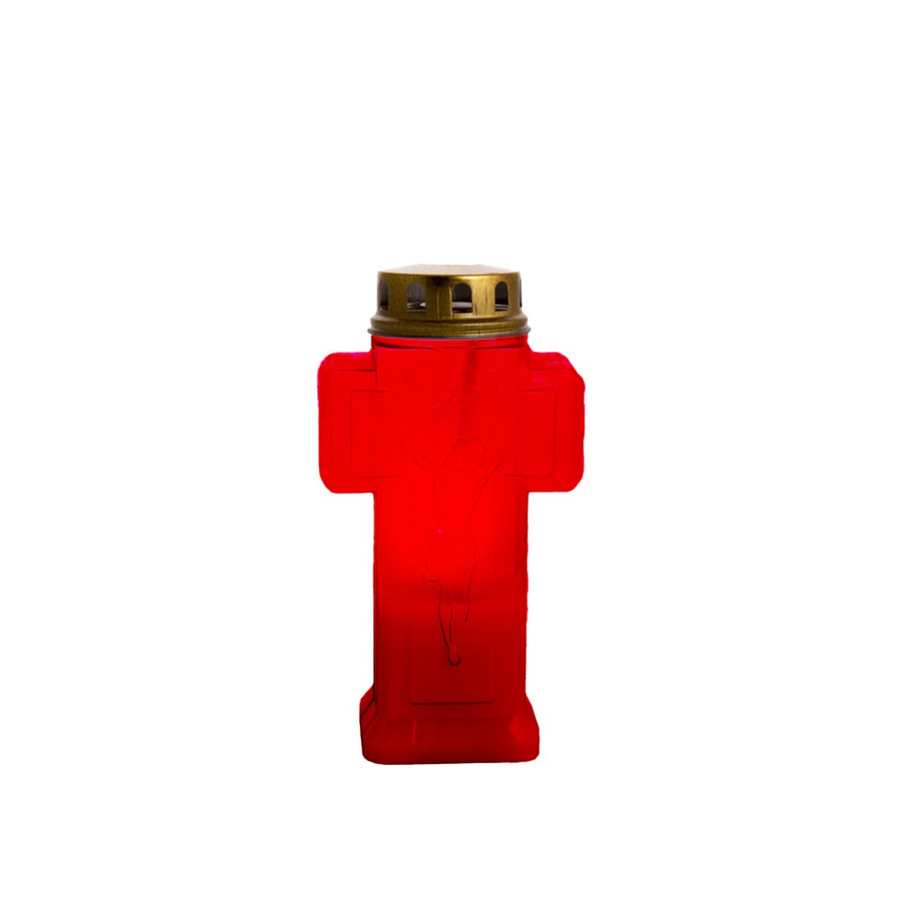 Círio Elétrico Cruz Vermelho 300 Dias 20cm