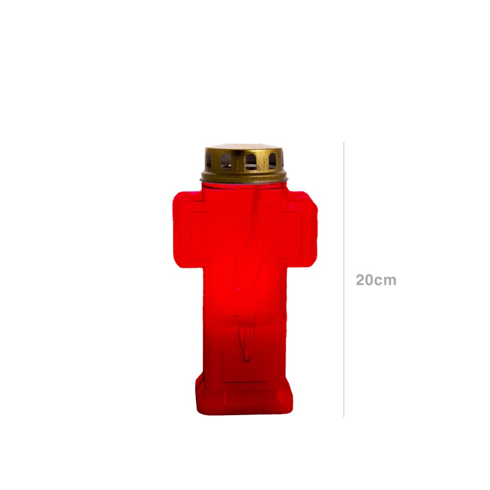 Círio Elétrico Cruz Vermelho 300 Dias 20cm