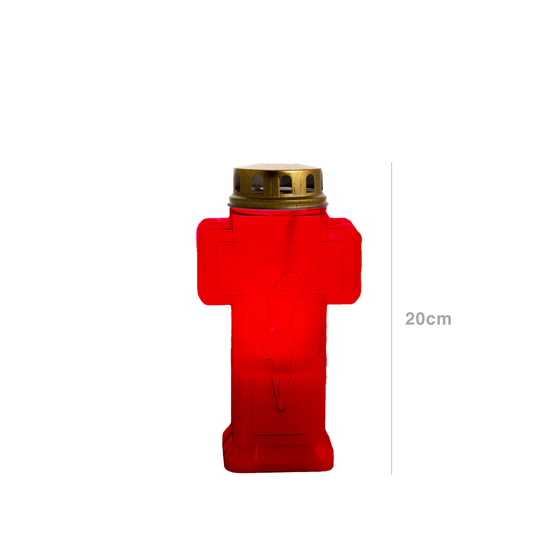 Círio Elétrico Cruz Vermelho 300 Dias 20cm