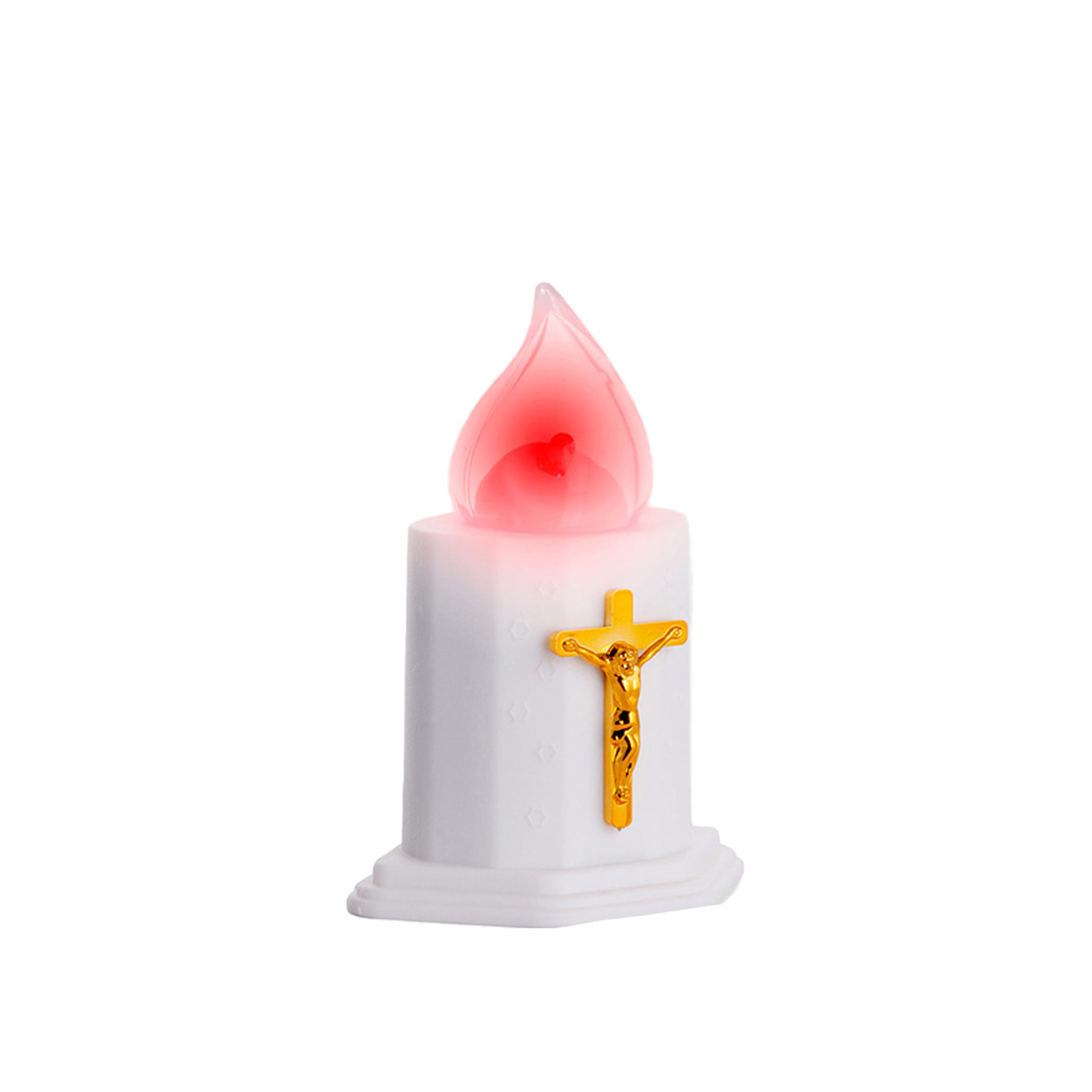 Círio Elétrico Hexagonal com Cruz 300F 11.5cm