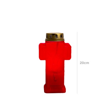 Círio Elétrico Cruz Vermelho 300 Dias 20cm