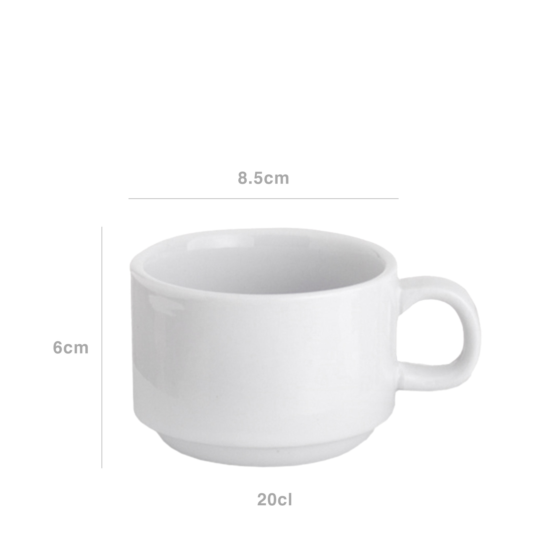 Chávena Meia Leite Porcelana 200ml 8.5X6cm