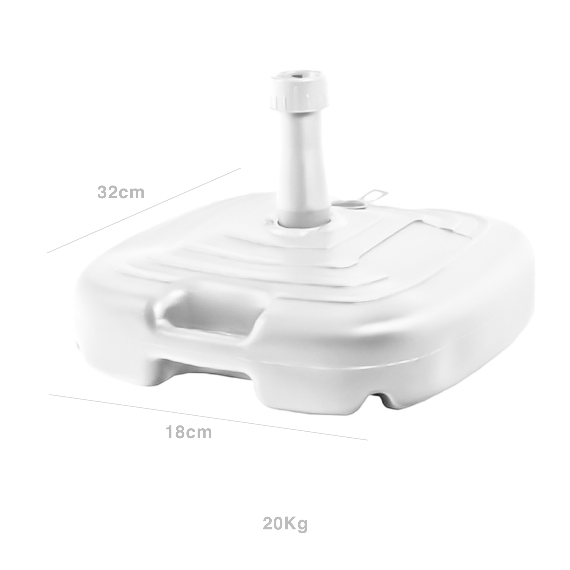 Base Guarda Sol Plástico Branco 45X45X27cm