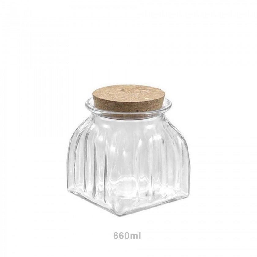 Frasco Hermético Vidro Linhas Tampa Cortiça 660ml Frasco Hermético Vidro Linhas Tampa Cortiça 660ml