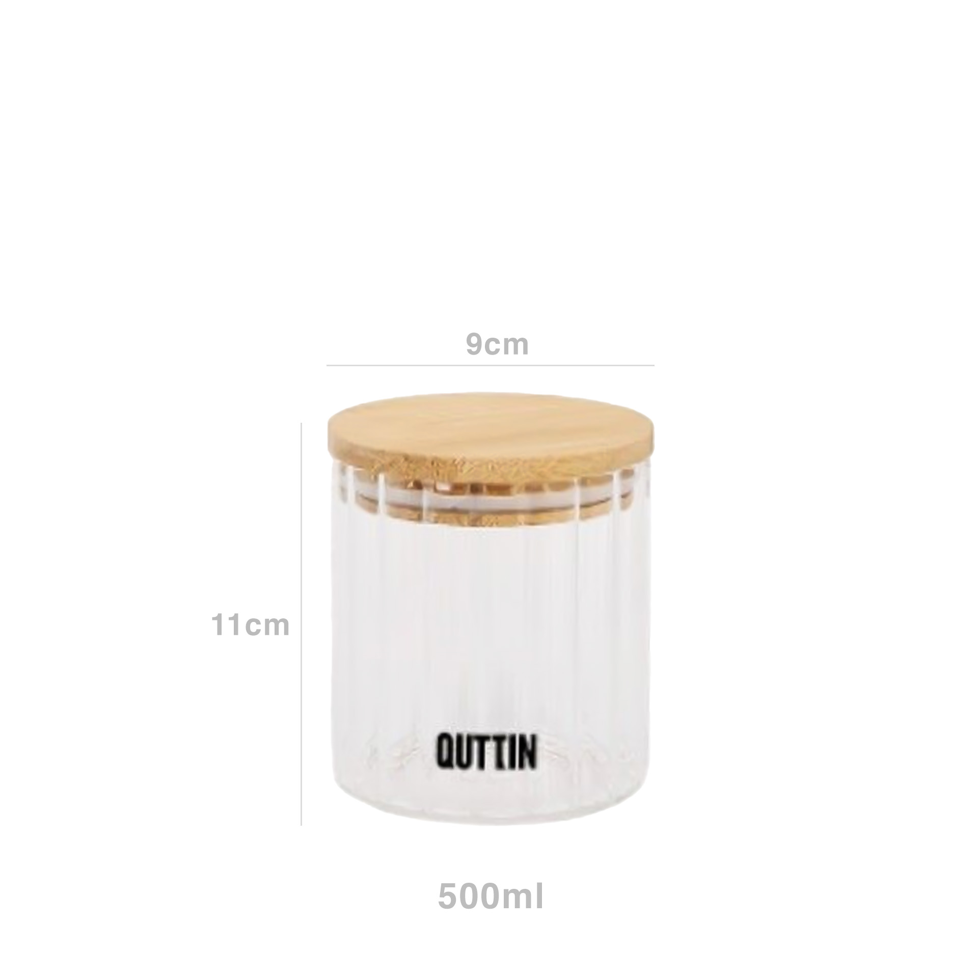 Frasco Hermético Quttin Tampa Bambu 500ml 9X11cm