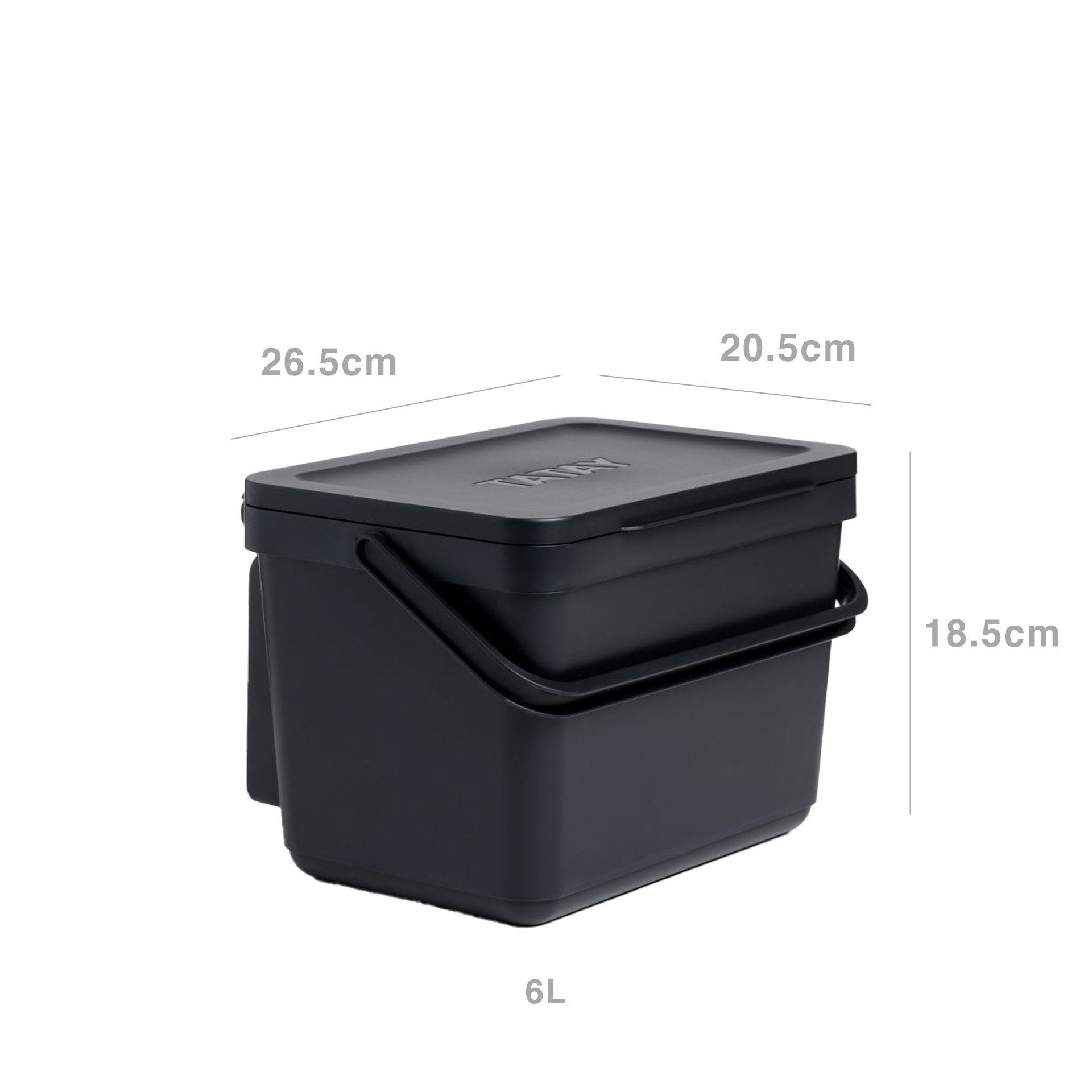 Balde Lixo com Suporte Preto 6L 26.5X20.5X18.5cm