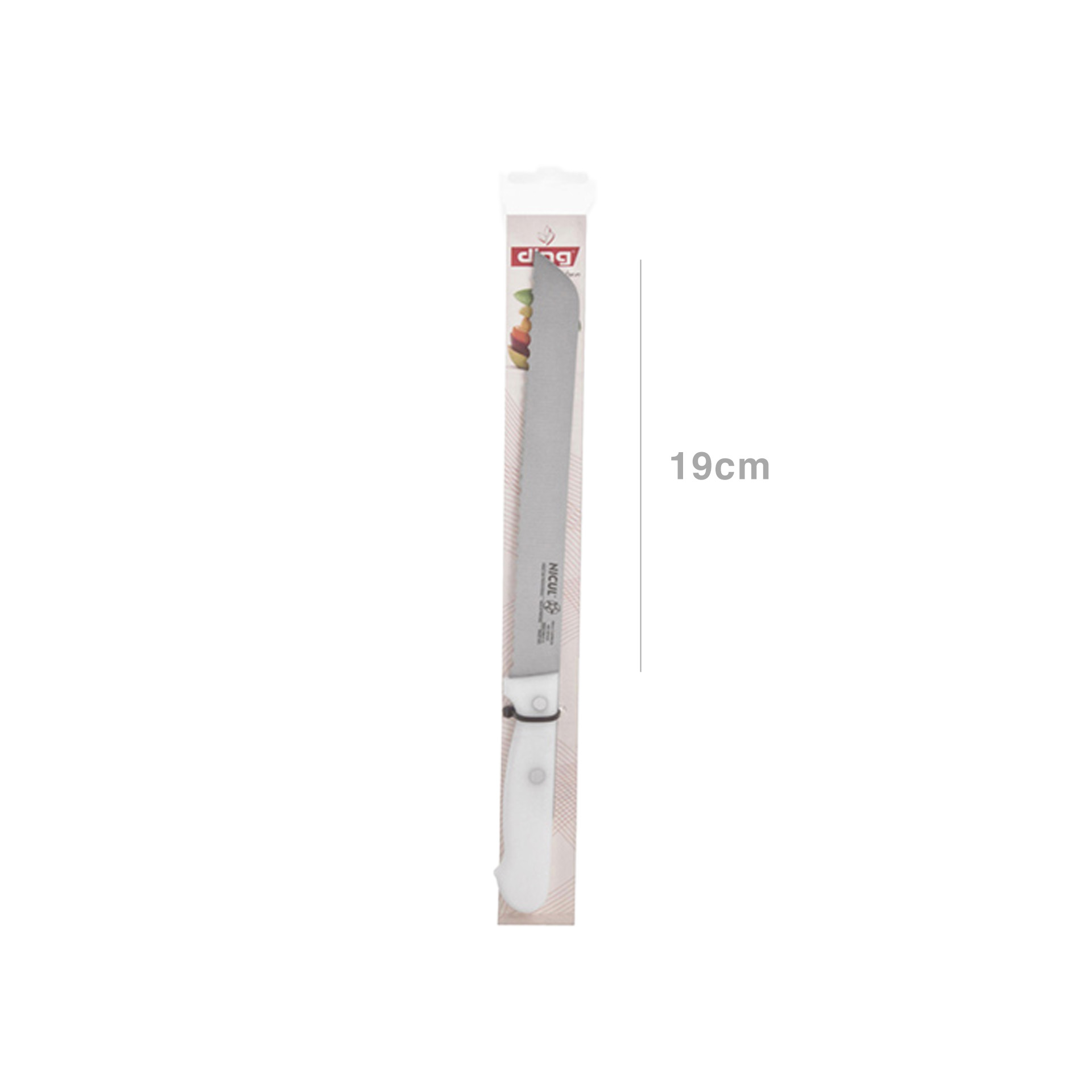 Faca Pão Classic Pom Serrilha Cabo Branco 19cm