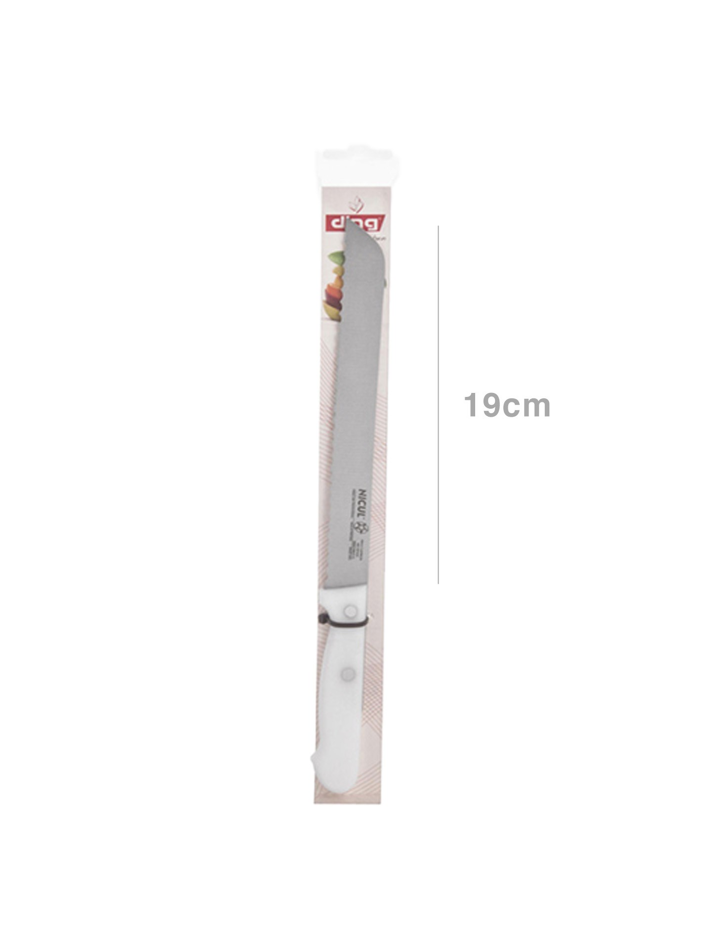 Faca Pão Classic Pom Serrilha Cabo Branco 19cm