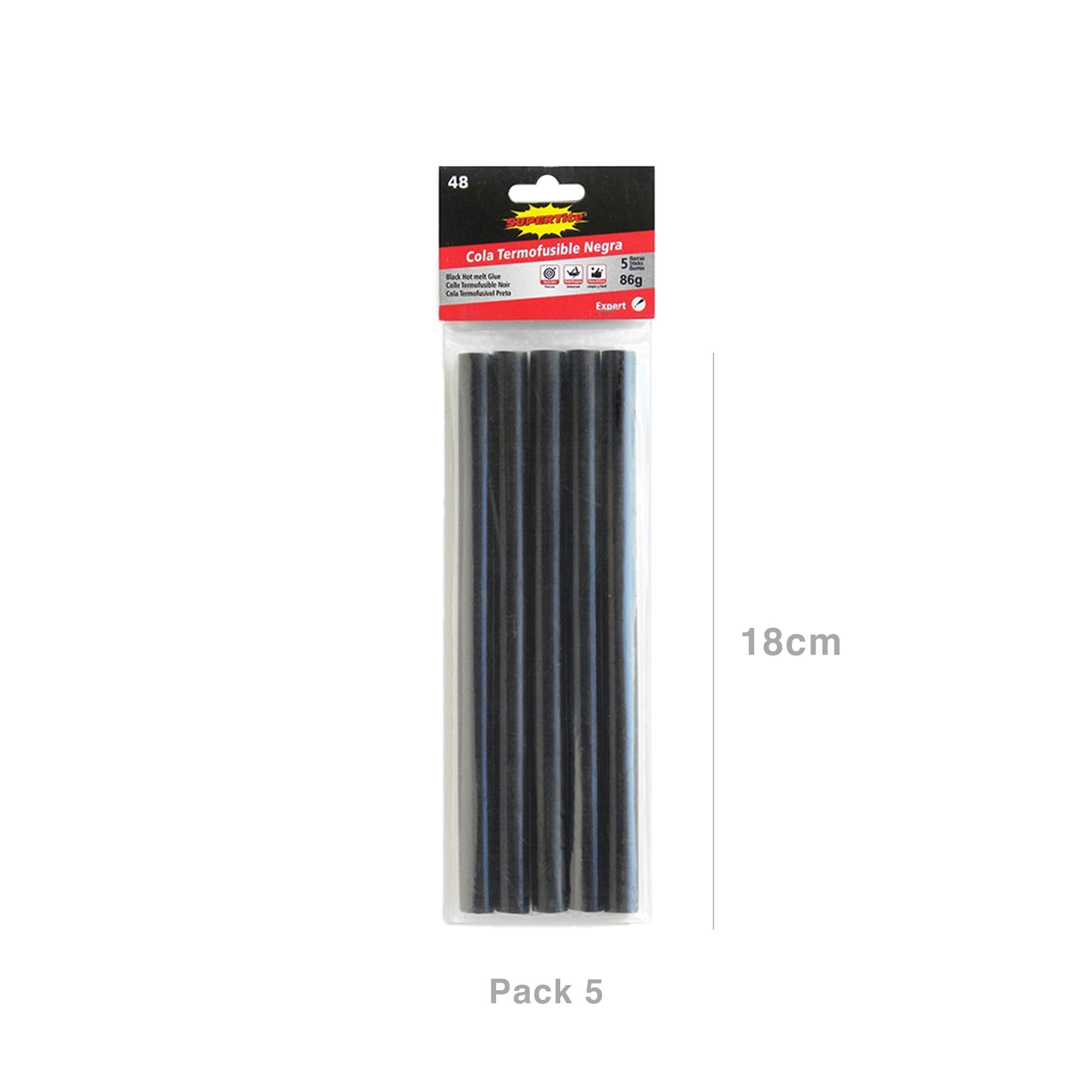 Cola Quente Supertite para Pistola Preta 86gr 11X180mm Pack 5
