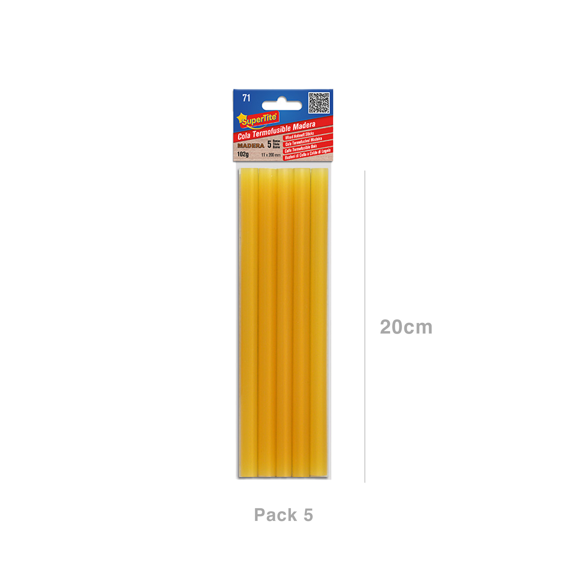 Cola Quente Supertite para Pistola Madeira 104gr 11X200mm Pack 5