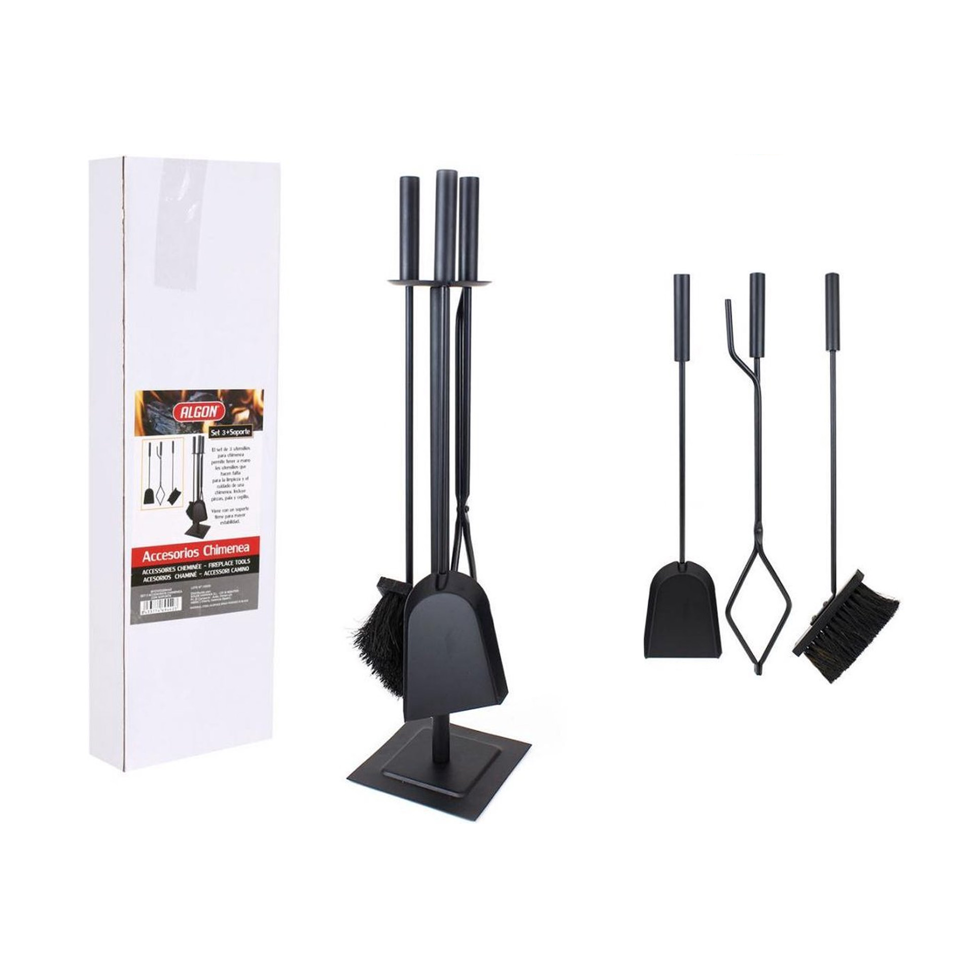 Estojo Lareira 3 Peças + Suporte 15X15X59cm