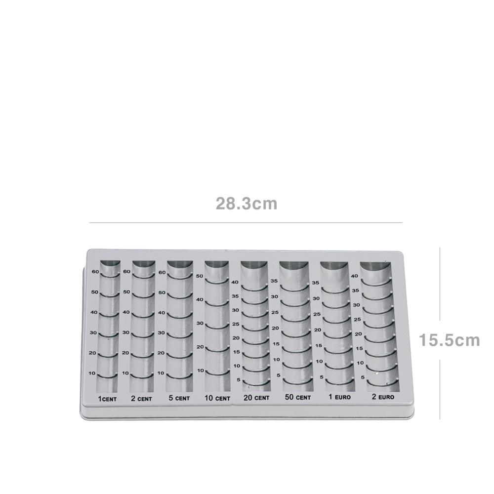 Tabuleiro Classificador Moedas Plástico Q-Connect Cinzento 15.5X28.3cm