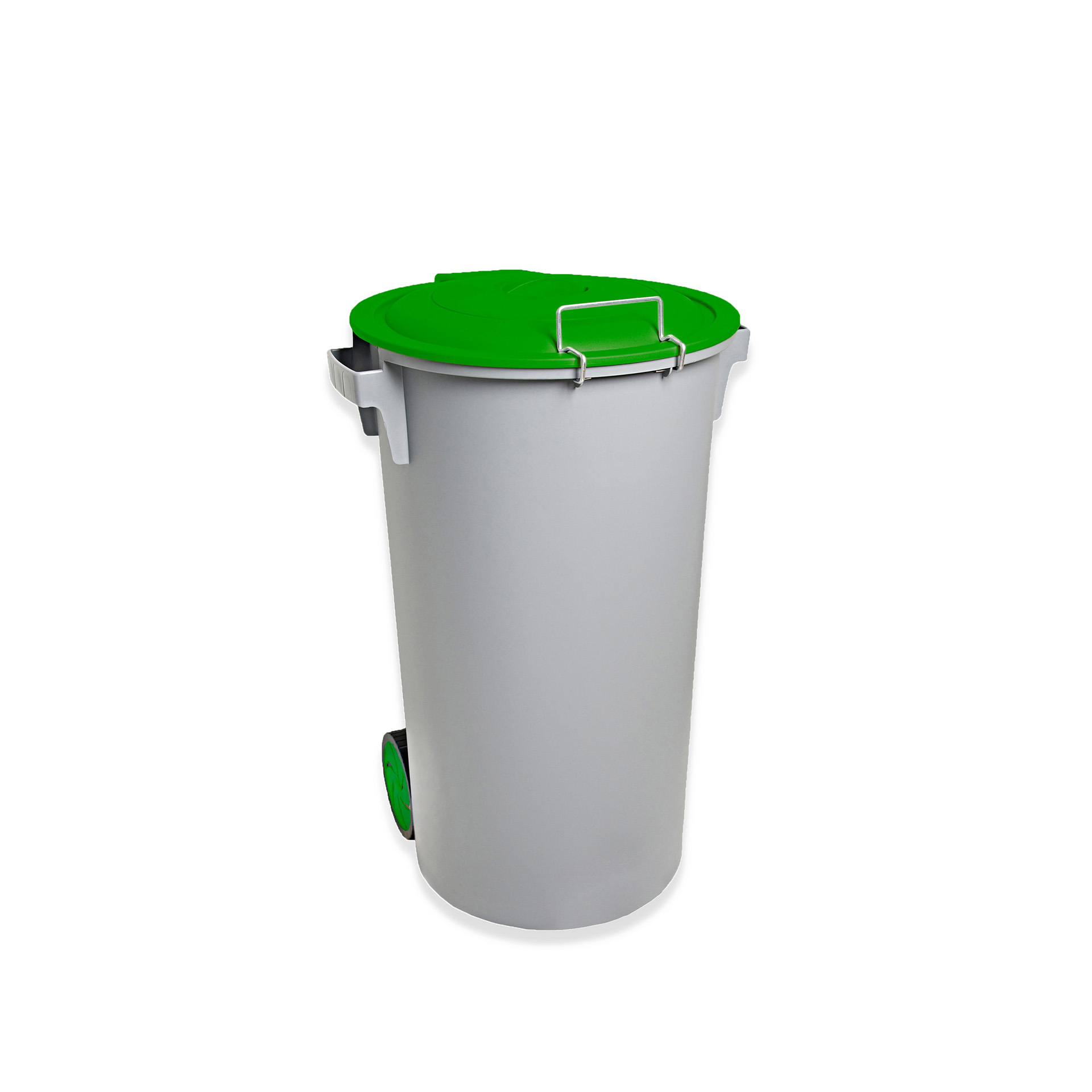 Contentor Eco Cinzento com Rodas e Tampa Verde 48X50X80cm 80l 48X50X80cm