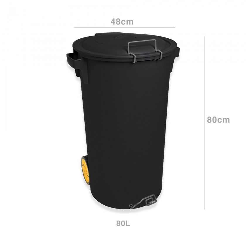 Contentor Lixo com Pedal e Rodas 80l 48X50X80cm Contentor Lixo com Pedal e Rodas 80l 48X50X80cm