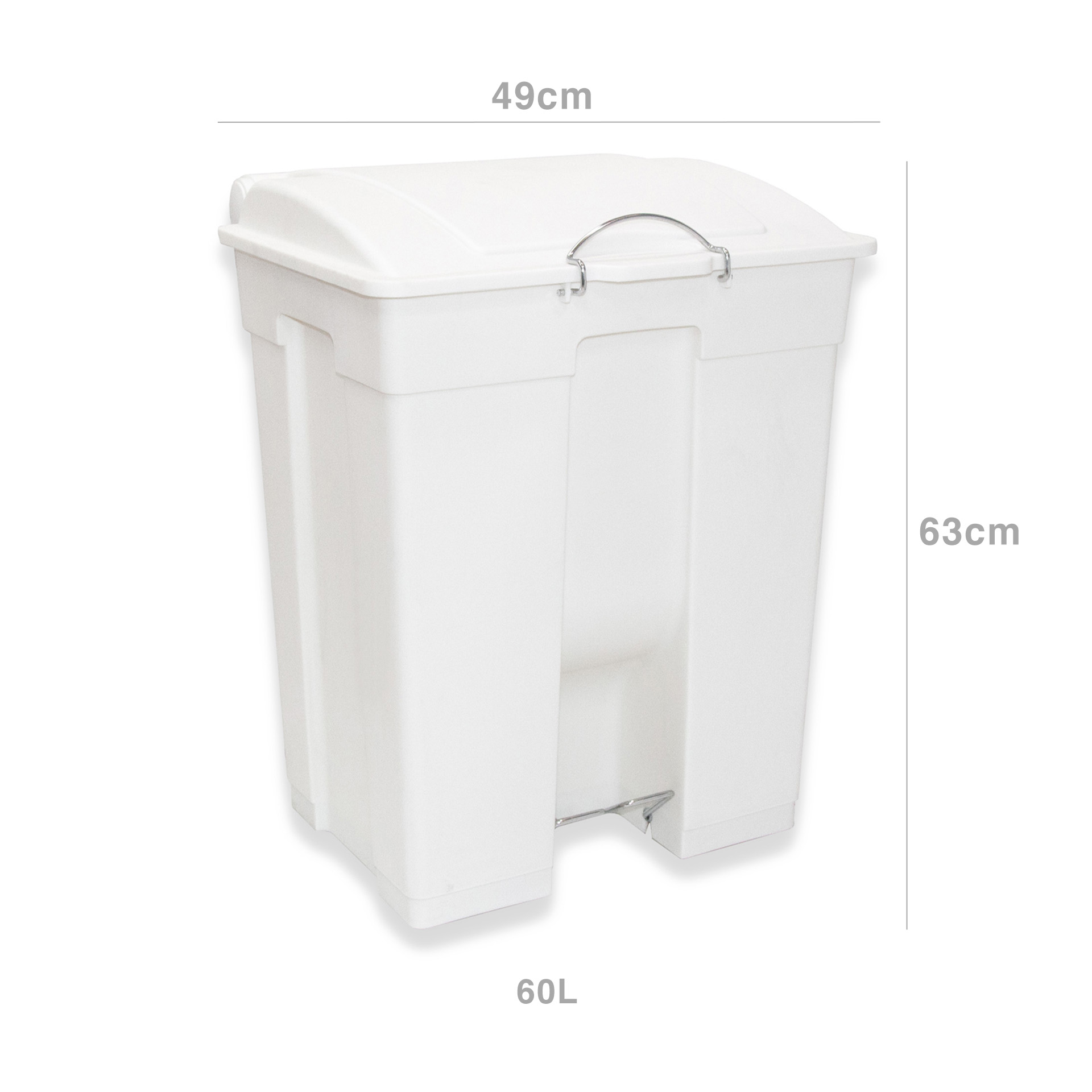 Contentor Lixo com Pedal Branco 60l 49X45X60cm
