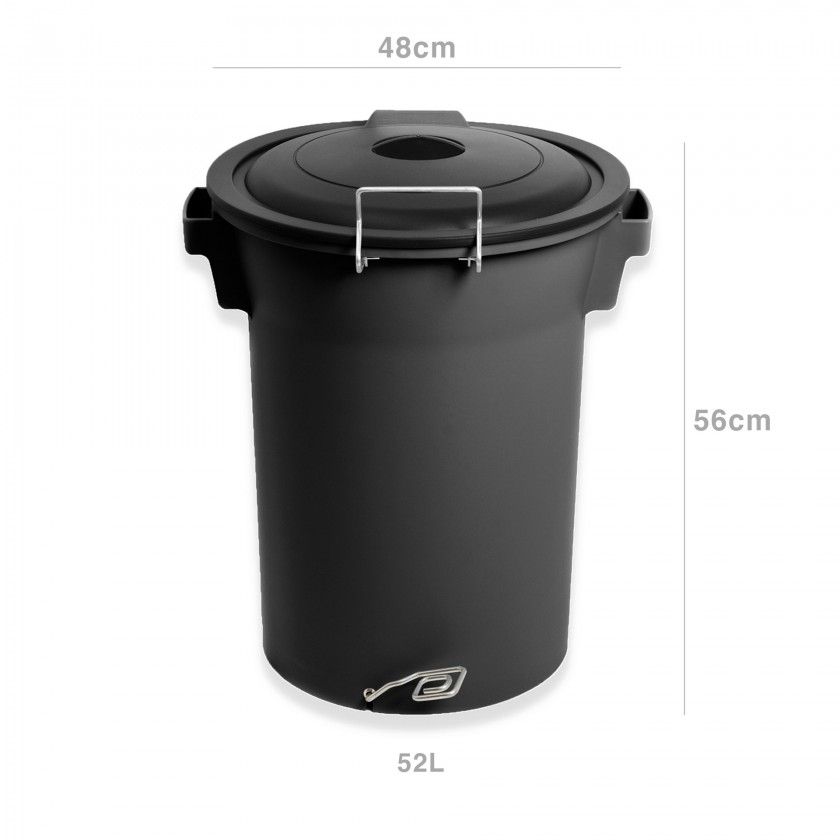 Contentor Lixo com Pedal e Tampa Preto 52l 48X50X56cm Contentor Lixo com Pedal e Tampa Preto 52l 48X50X56cm
