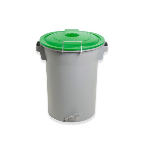 Contentor Eco Cinzento com Pedal Rodas e Tampa Verde 80l 48X50X80cm - Image product