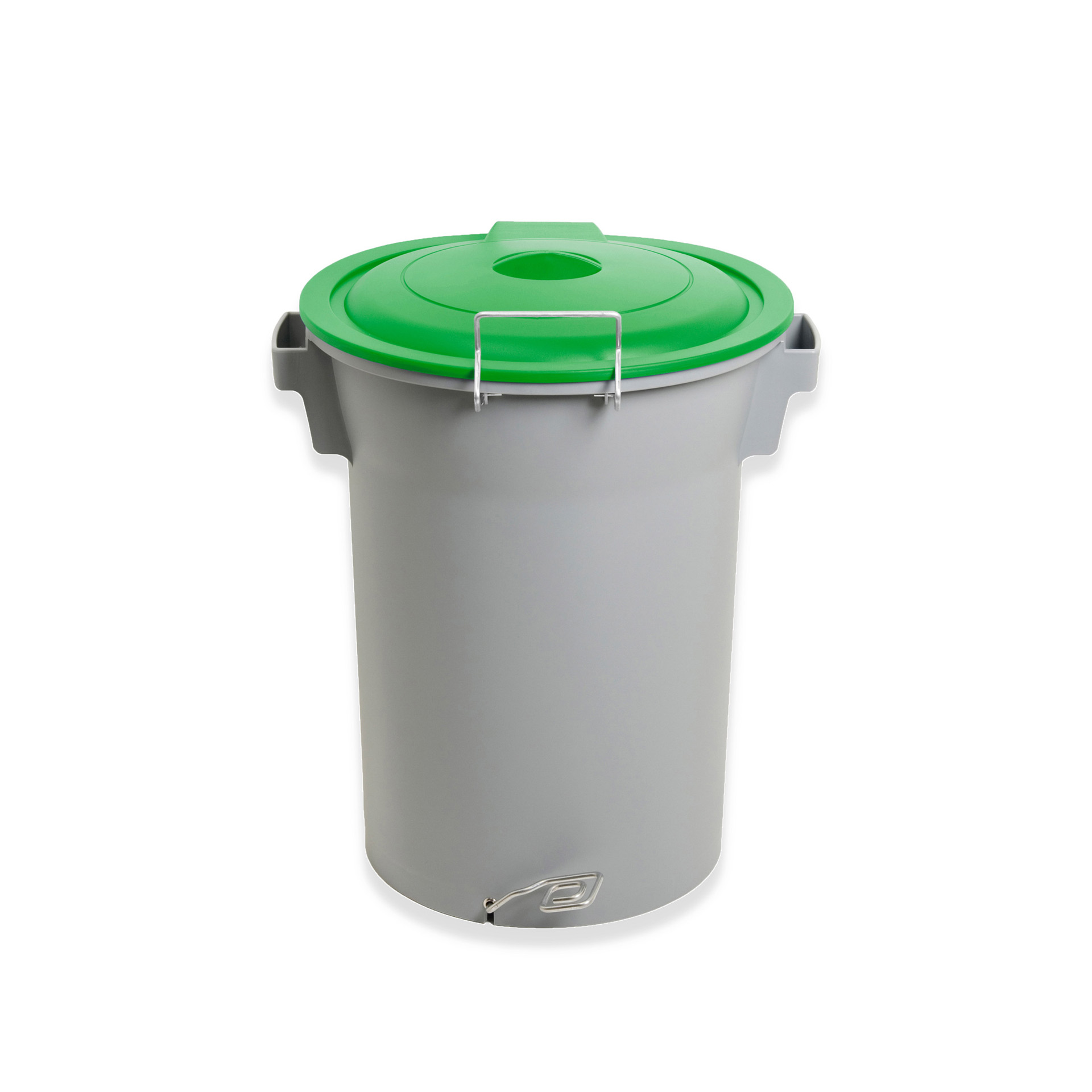 Contentor Lixo Cinzento com Pedal e Tampa Verde 52l 48X50X56cm