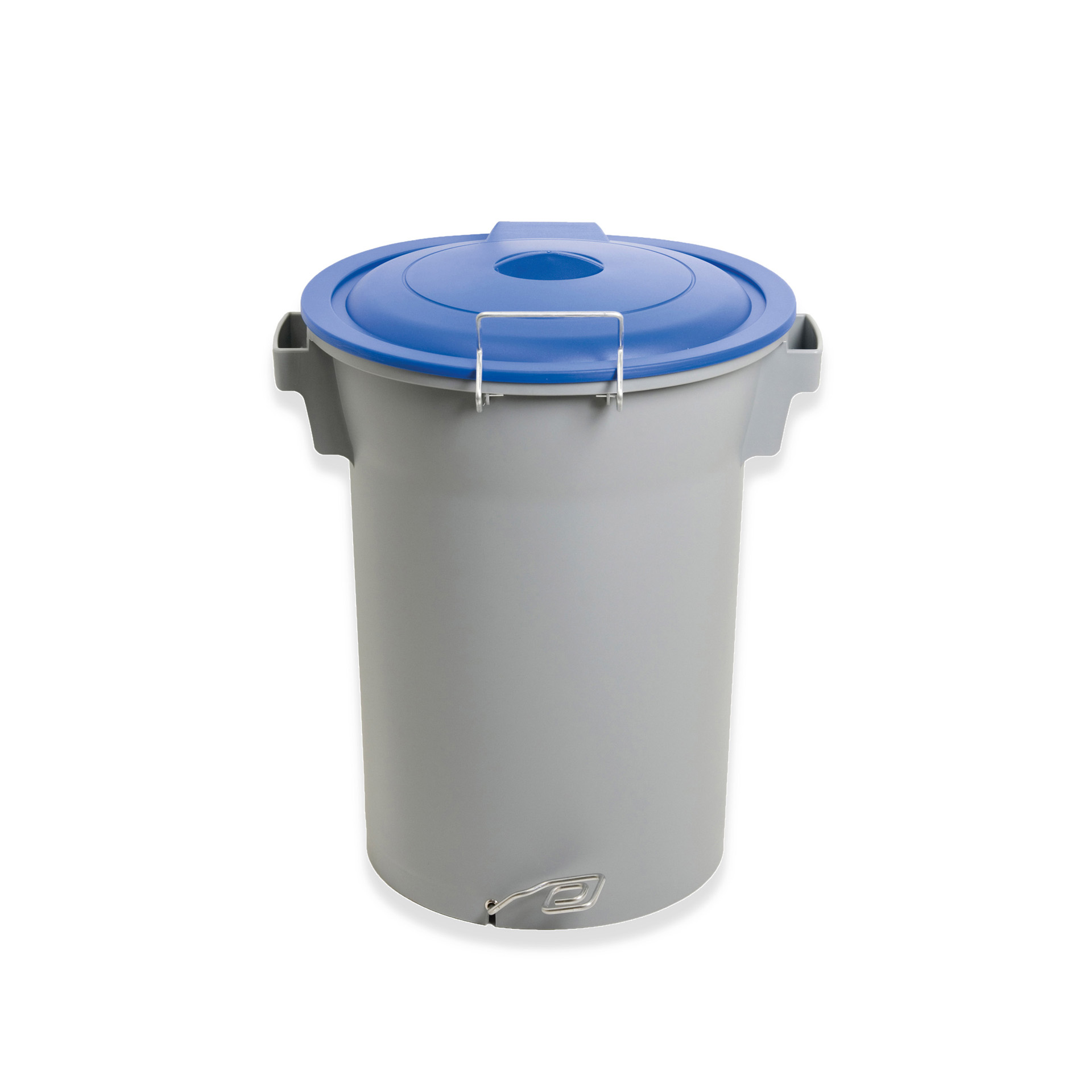 Contentor Lixo Cinzento com Pedal e Tampa Azul 52l 48X50X56cm