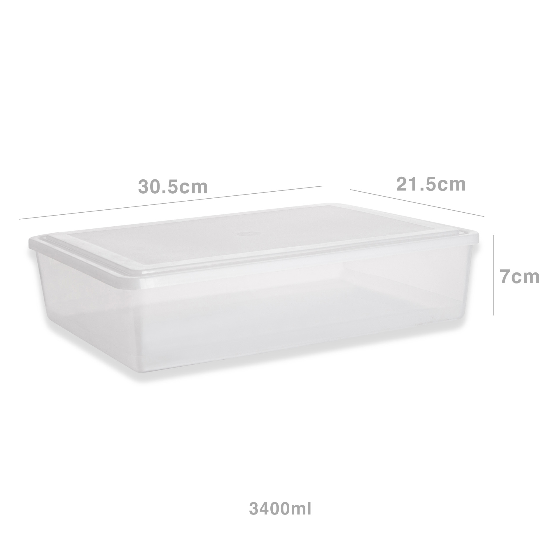 Caixa Hermética Ding Retangular Tampa Branco 3400ml 30.5X21.5X7cm