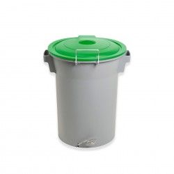 Contentor Lixo Cinzento com Pedal e Tampa Verde 52l 48X50X56cm