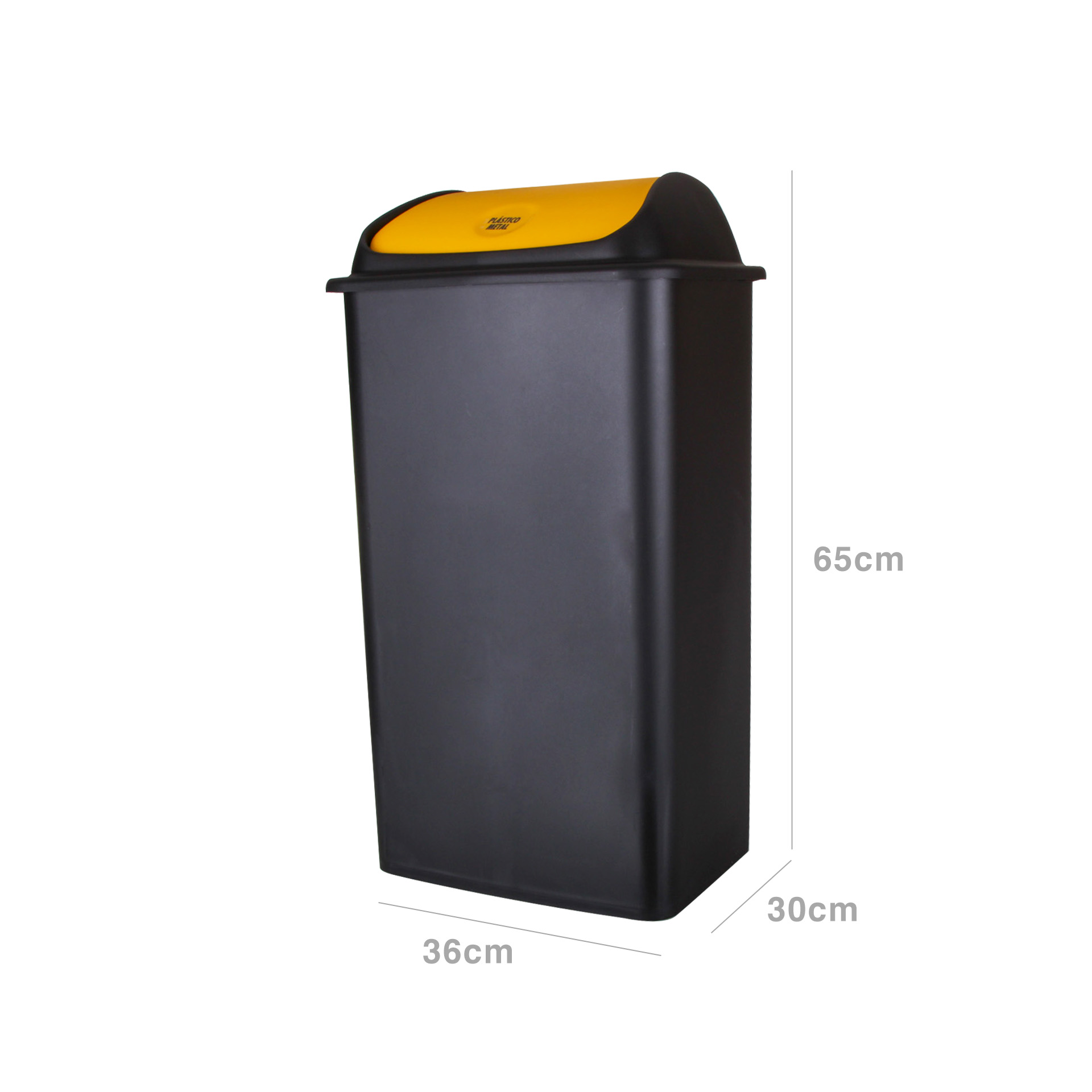 Balde com Tampa Basculante Amarelo 42l 65X36X30cm