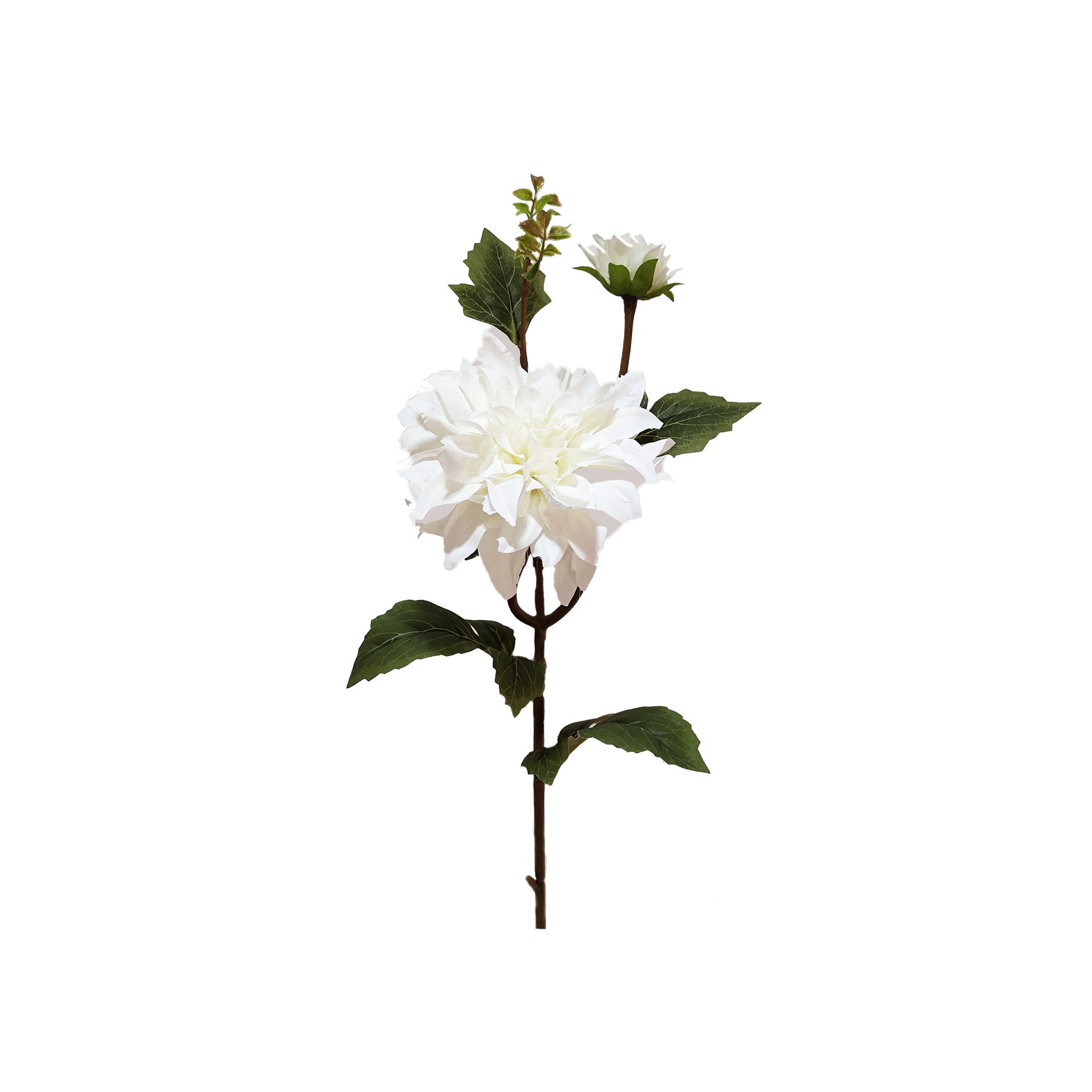 Haste Dália com Botão Branco 65cm