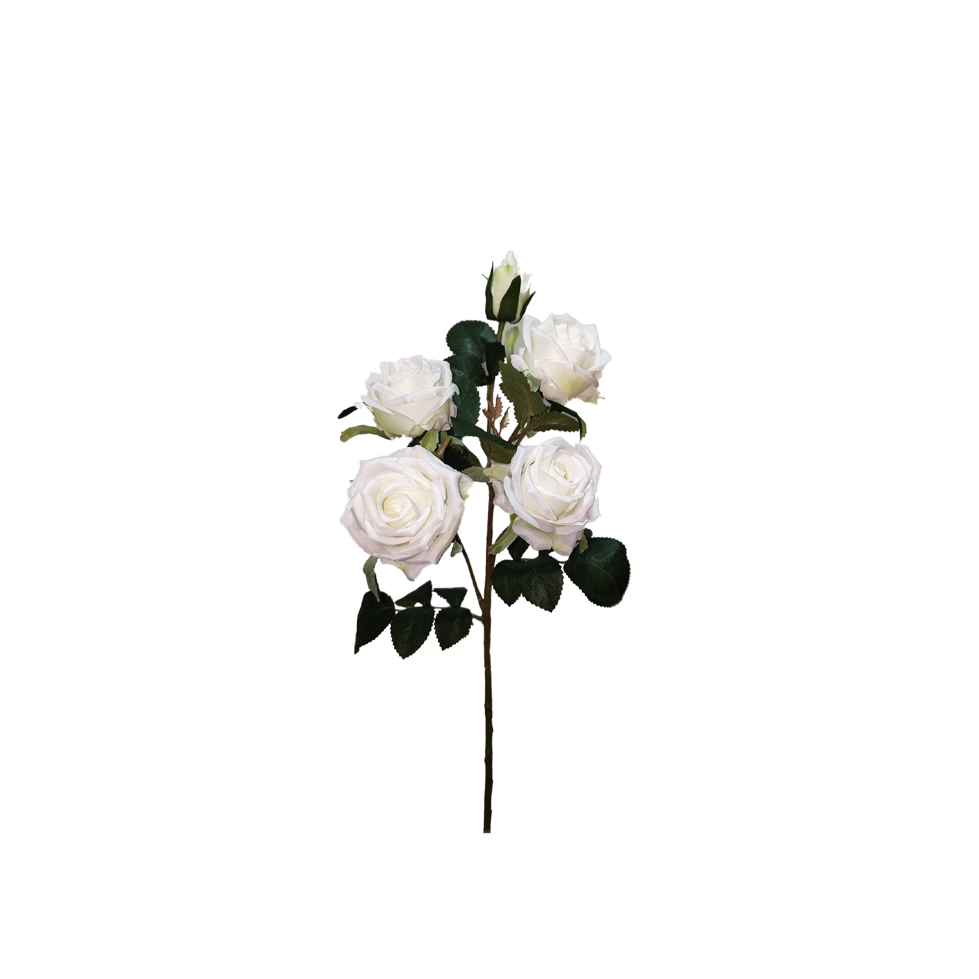 Haste Mini Rosas 4 Botões Branco 65cm
