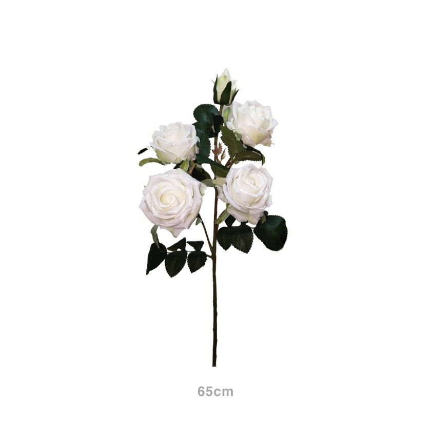 Haste Mini Rosas 4 Botes Branco 65cm